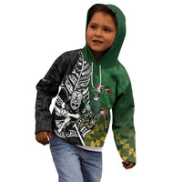 New Zealand and South Africa Rugby Custom Kid Hoodie Maori Tiki Fern Springboks Kente Pattern - Polynesian Pride