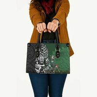 New Zealand and South Africa Rugby Custom Leather Bag Maori Tiki Fern Springboks Kente Pattern - Polynesian Pride