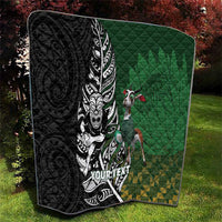New Zealand and South Africa Rugby Custom Quilt Maori Tiki Fern Springboks Kente Pattern - Polynesian Pride