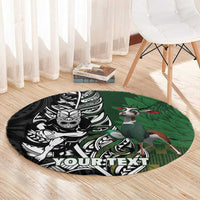 New Zealand and South Africa Rugby Custom Round Carpet Maori Tiki Fern Springboks Kente Pattern LT14 - Polynesian Pride