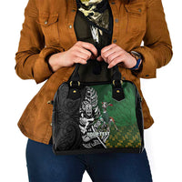 New Zealand and South Africa Rugby Custom Shoulder Handbag Maori Tiki Fern Springboks Kente Pattern LT14 - Polynesian Pride