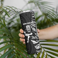 New Zealand and South Africa Rugby Skinny Tumbler Maori Tiki Fern Springboks Kente Pattern - Polynesian Pride