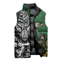 New Zealand and South Africa Rugby Custom Sleeveless Puffer Jacket Maori Tiki Fern Springboks Kente Pattern - Polynesian Pride