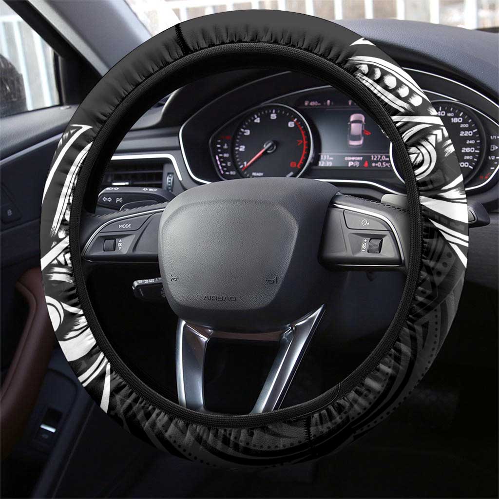 New Zealand and South Africa Rugby Steering Wheel Cover Maori Tiki Fern Springboks Kente Pattern - Polynesian Pride