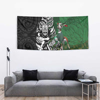 New Zealand and South Africa Rugby Custom Tapestry Maori Tiki Fern Springboks Kente Pattern LT14 - Polynesian Pride
