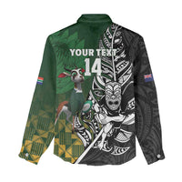 New Zealand and South Africa Rugby Custom Women Casual Shirt Maori Tiki Fern Springboks Kente Pattern - Polynesian Pride