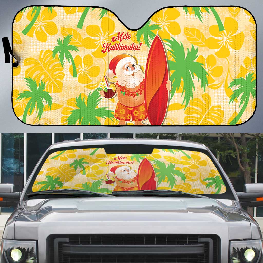 Aloha Hawaii Christmas Auto Sun Shade Mele Kalikimaka Funny Santa Palaka Quilt Motifs - Polynesian Pride