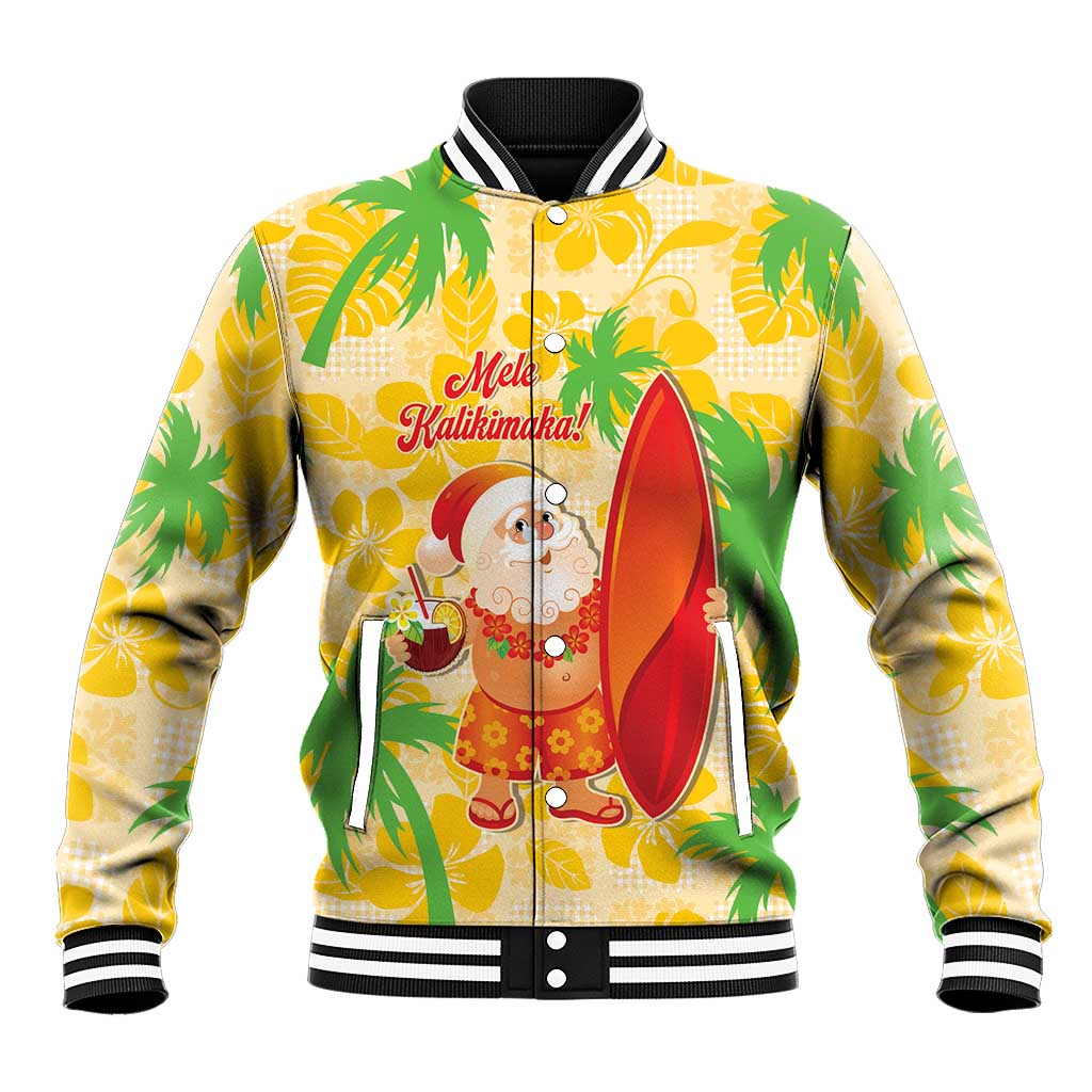 Aloha Hawaii Christmas Baseball Jacket Mele Kalikimaka Funny Santa Palaka Quilt Motifs - Polynesian Pride