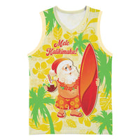 Aloha Hawaii Christmas Basketball Jersey Mele Kalikimaka Funny Santa Palaka Quilt Motifs - Polynesian Pride
