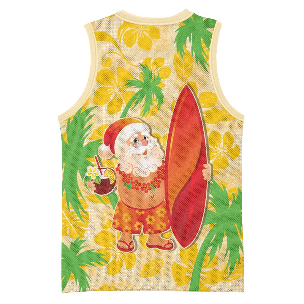Aloha Hawaii Christmas Basketball Jersey Mele Kalikimaka Funny Santa Palaka Quilt Motifs - Polynesian Pride