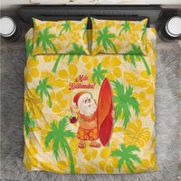 Aloha Hawaii Christmas Bedding Set Mele Kalikimaka Funny Santa Palaka Quilt Motifs - Polynesian Pride