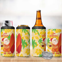 Aloha Hawaii Christmas 4 in 1 Can Cooler Tumbler Mele Kalikimaka Funny Santa Palaka Quilt Motifs - Polynesian Pride
