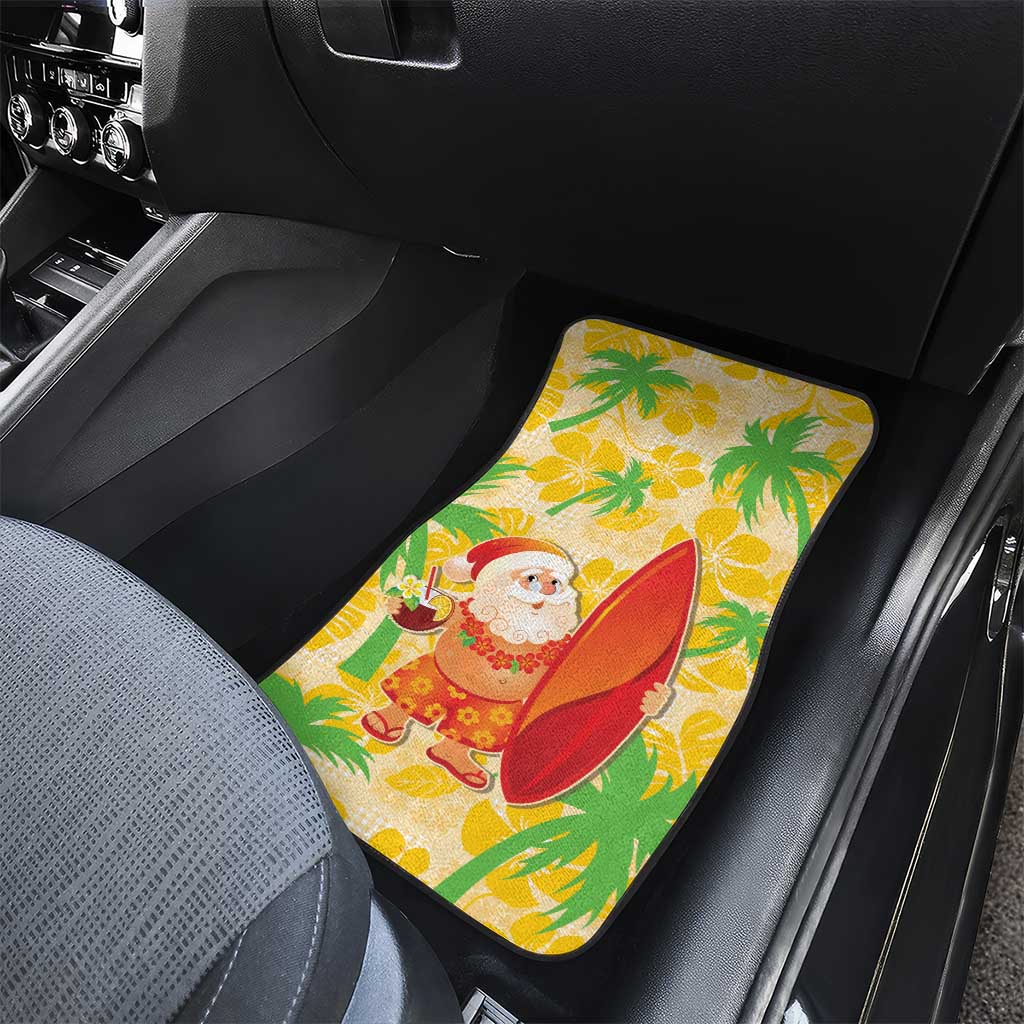 Aloha Hawaii Christmas Car Mats Mele Kalikimaka Funny Santa Palaka Quilt Motifs - Polynesian Pride