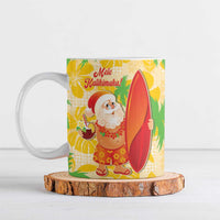 Aloha Hawaii Christmas Ceramic Mug Mele Kalikimaka Funny Santa Palaka Quilt Motifs - Polynesian Pride