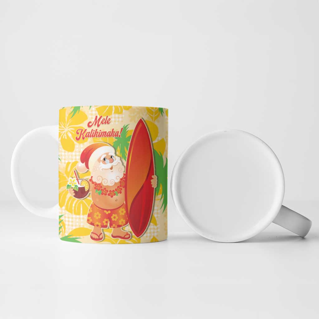 Aloha Hawaii Christmas Ceramic Mug Mele Kalikimaka Funny Santa Palaka Quilt Motifs - Polynesian Pride