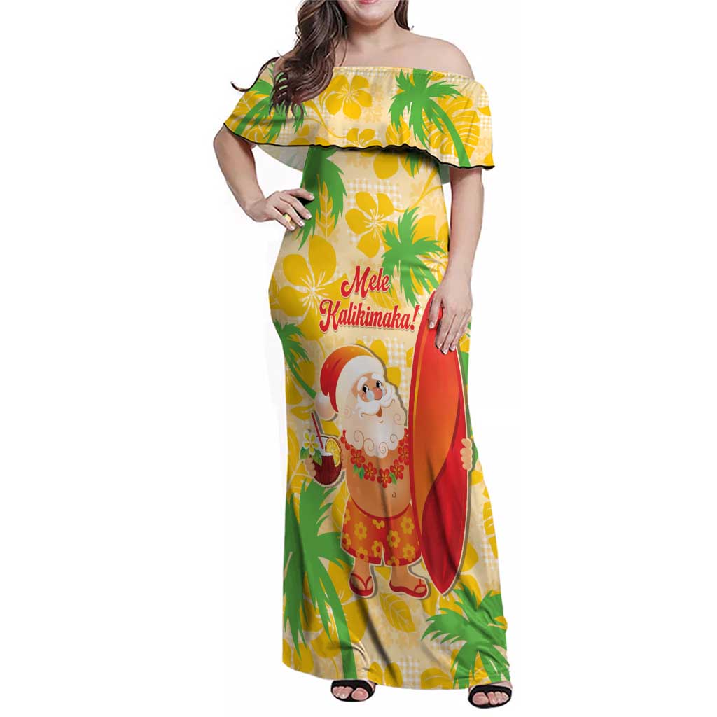 Aloha Hawaii Christmas Family Matching Off Shoulder Maxi Dress and Hawaiian Shirt Mele Kalikimaka Funny Santa Palaka Quilt Motifs - Polynesian Pride