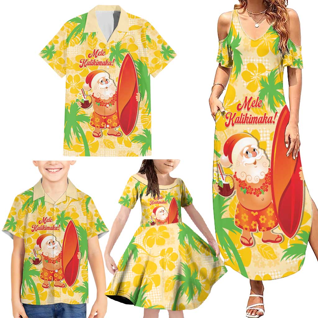Aloha Hawaii Christmas Family Matching Summer Maxi Dress and Hawaiian Shirt Mele Kalikimaka Funny Santa Palaka Quilt Motifs - Polynesian Pride