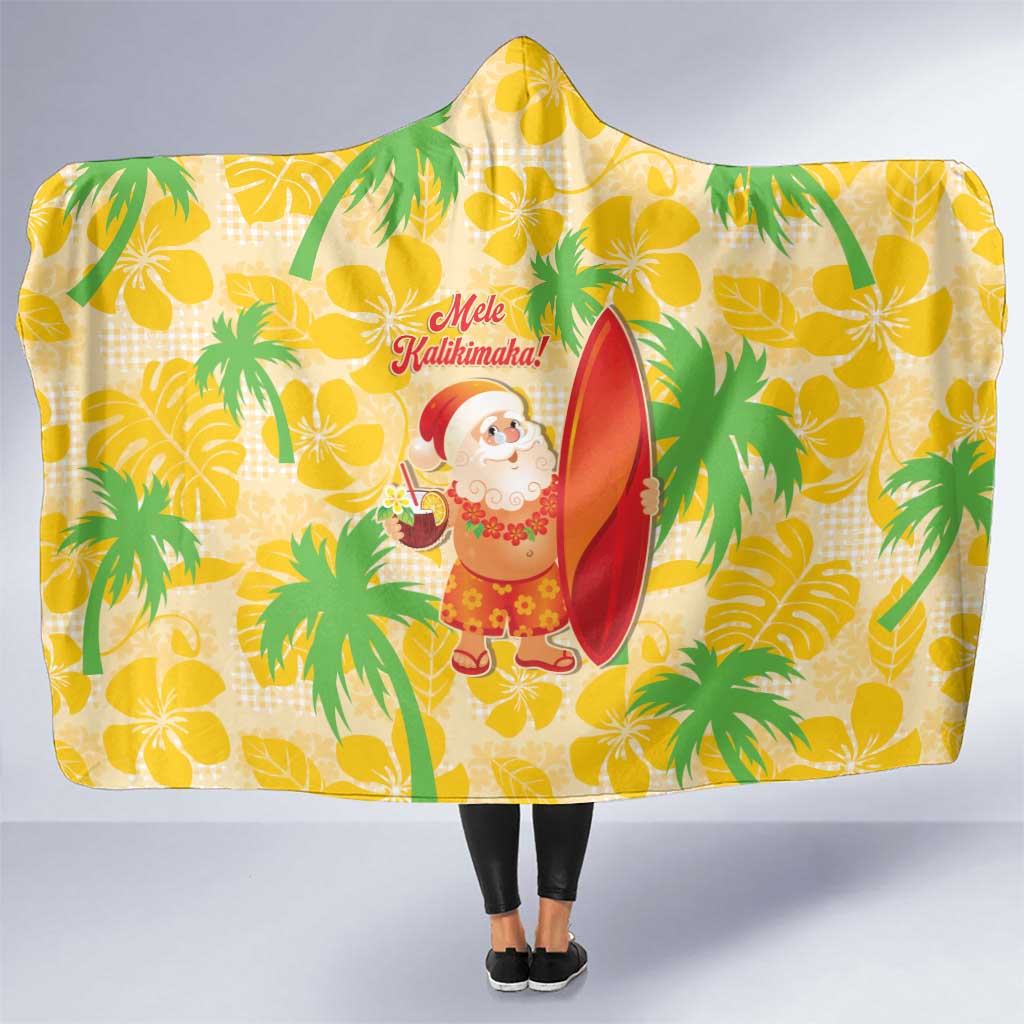 Aloha Hawaii Christmas Hooded Blanket Mele Kalikimaka Funny Santa Palaka Quilt Motifs - Polynesian Pride