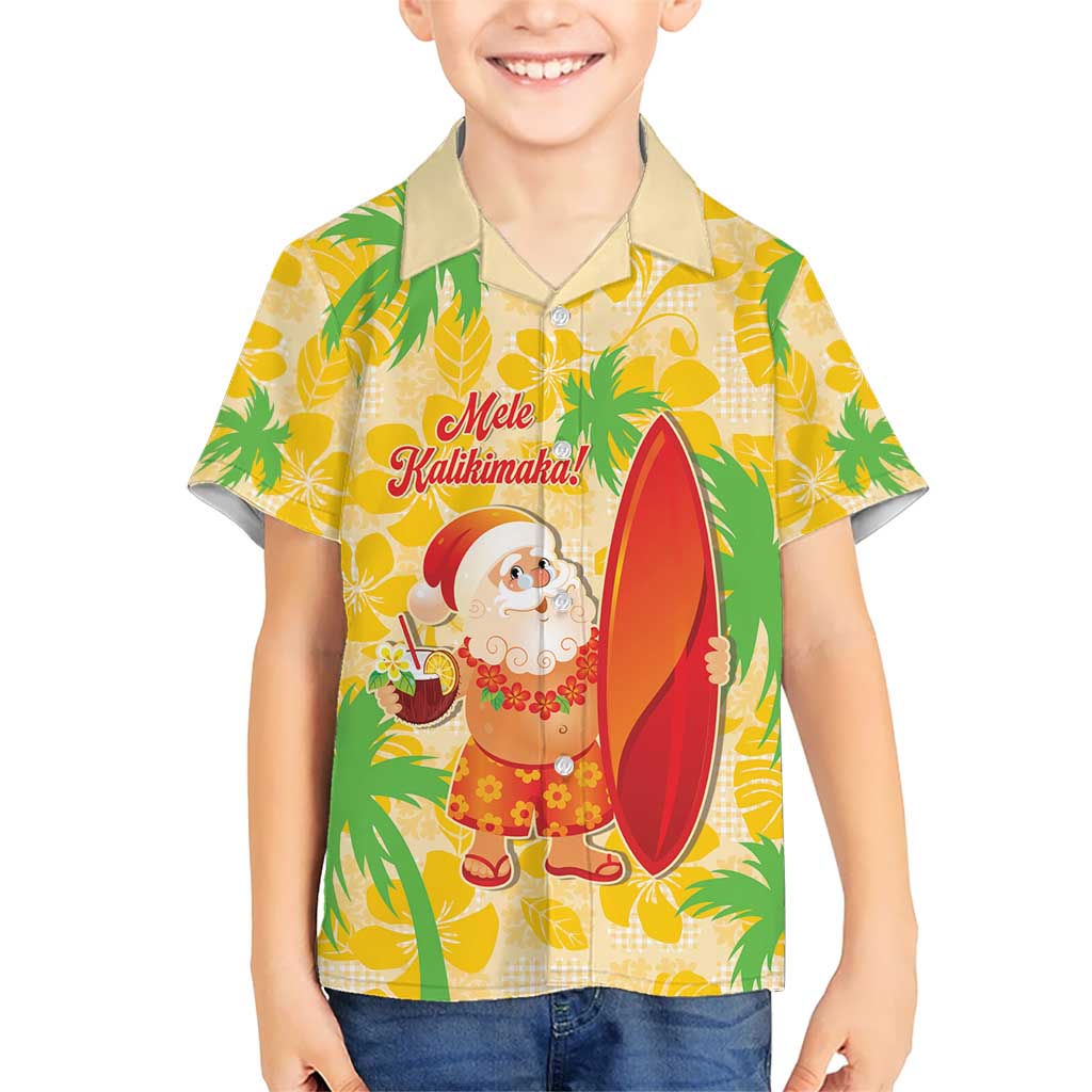 Aloha Hawaii Christmas Kid Hawaiian Shirt Mele Kalikimaka Funny Santa Palaka Quilt Motifs - Polynesian Pride