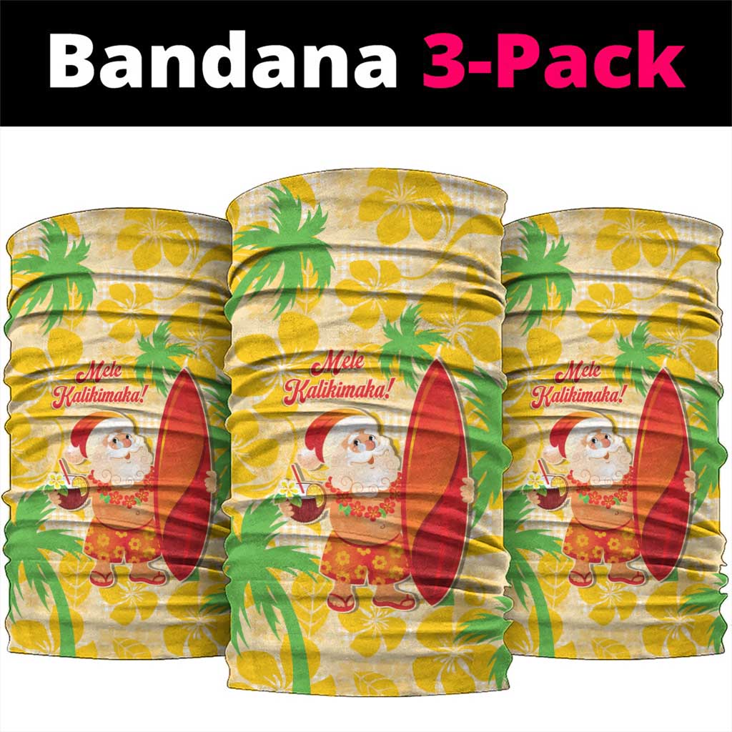 Aloha Hawaii Christmas Neck Gaiter Mele Kalikimaka Funny Santa Palaka Quilt Motifs LT14 package One Size: 25*50cm Yellow - Polynesian Pride