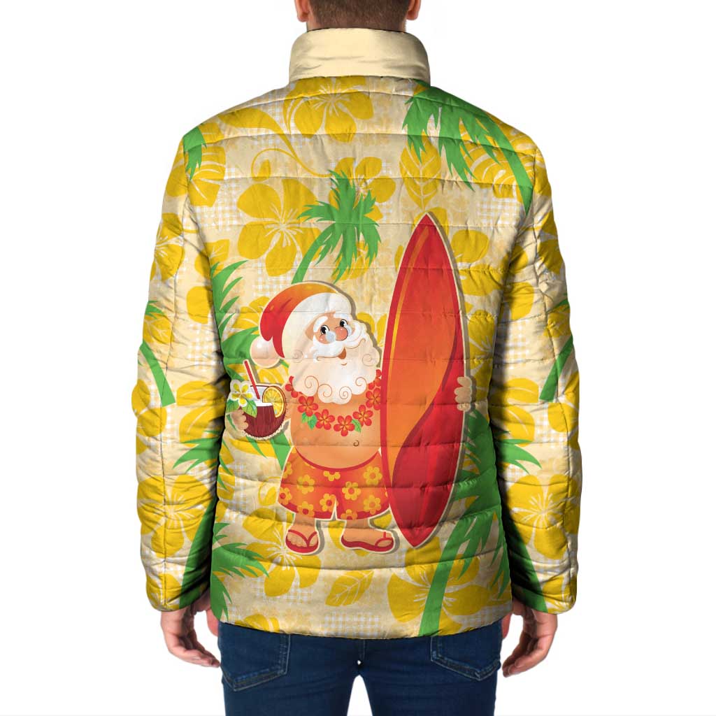 Aloha Hawaii Christmas Padded Jacket Mele Kalikimaka Funny Santa Palaka Quilt Motifs - Polynesian Pride