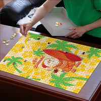 Aloha Hawaii Christmas Puzzle Mele Kalikimaka Funny Santa Palaka Quilt Motifs - Polynesian Pride