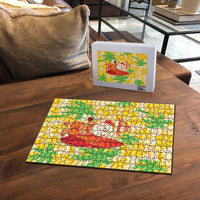 Aloha Hawaii Christmas Puzzle Mele Kalikimaka Funny Santa Palaka Quilt Motifs - Polynesian Pride