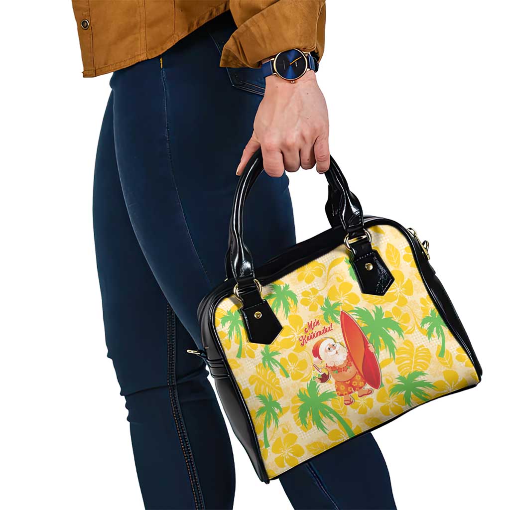 Aloha Hawaii Christmas Shoulder Handbag Mele Kalikimaka Funny Santa Palaka Quilt Motifs - Polynesian Pride