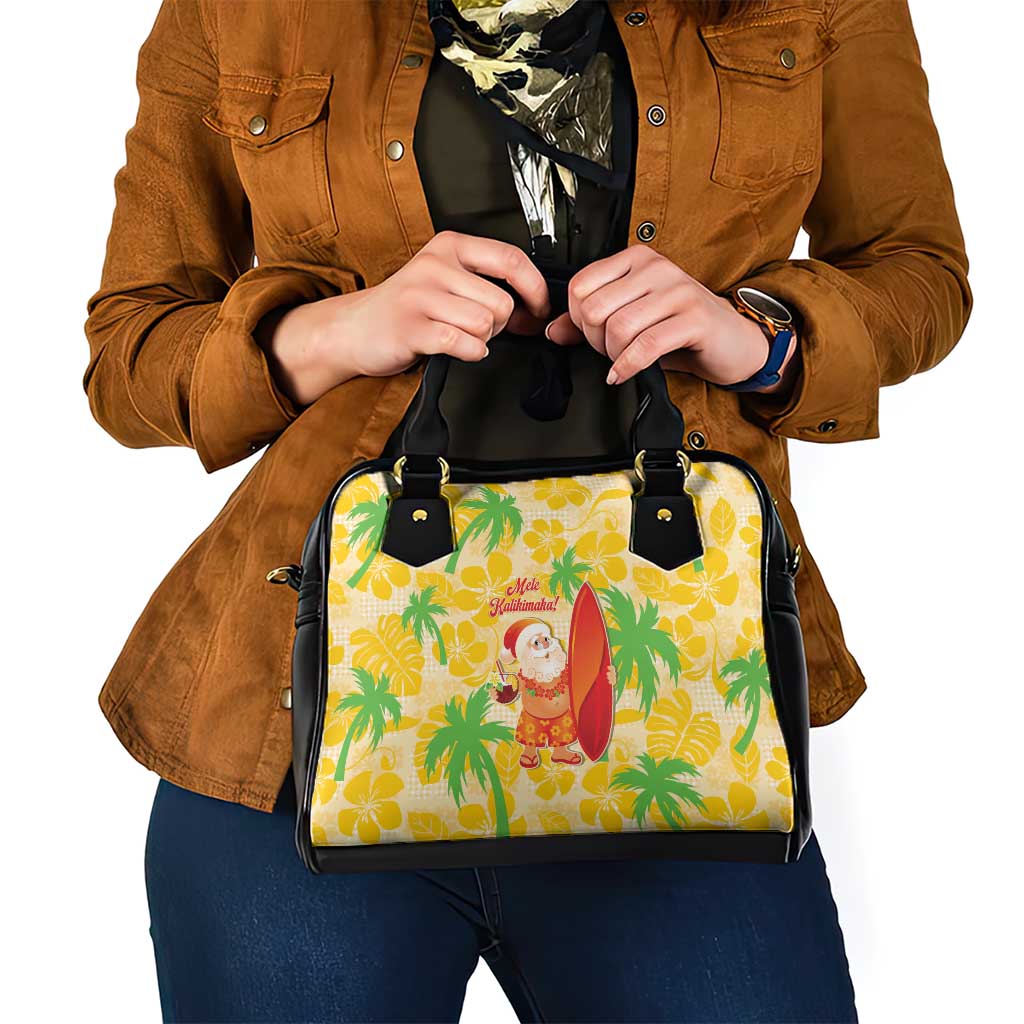Aloha Hawaii Christmas Shoulder Handbag Mele Kalikimaka Funny Santa Palaka Quilt Motifs - Polynesian Pride