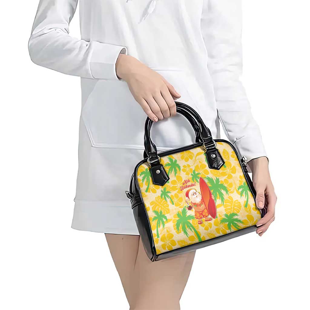Aloha Hawaii Christmas Shoulder Handbag Mele Kalikimaka Funny Santa Palaka Quilt Motifs - Polynesian Pride
