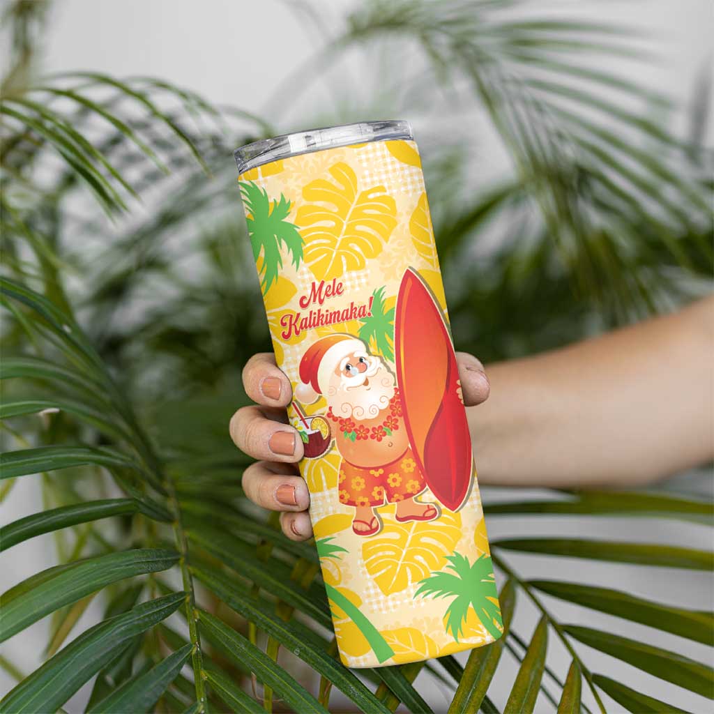 Aloha Hawaii Christmas Skinny Tumbler Mele Kalikimaka Funny Santa Palaka Quilt Motifs - Polynesian Pride