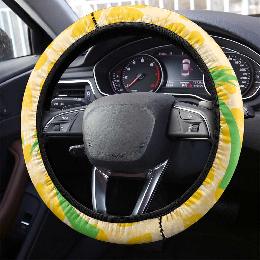 Aloha Hawaii Christmas Steering Wheel Cover Mele Kalikimaka Funny Santa Palaka Quilt Motifs - Polynesian Pride