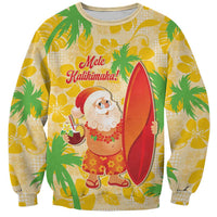 Aloha Hawaii Christmas Sweatshirt Mele Kalikimaka Funny Santa Palaka Quilt Motifs - Polynesian Pride