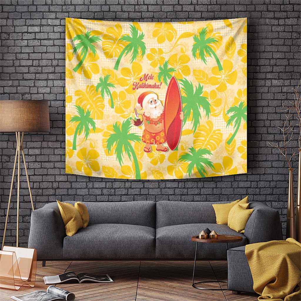 Aloha Hawaii Christmas Tapestry Mele Kalikimaka Funny Santa Palaka Quilt Motifs LT14 Yellow - Polynesian Pride