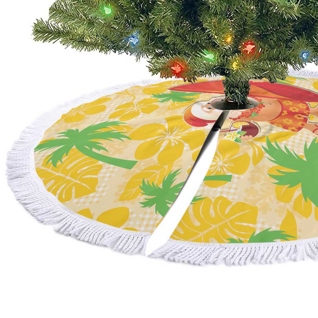 Aloha Hawaii Christmas Tree Skirt Mele Kalikimaka Funny Santa Palaka Quilt Motifs - Polynesian Pride