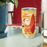 Aloha Hawaii Christmas Tumbler Cup Mele Kalikimaka Funny Santa Palaka Quilt Motifs - Polynesian Pride
