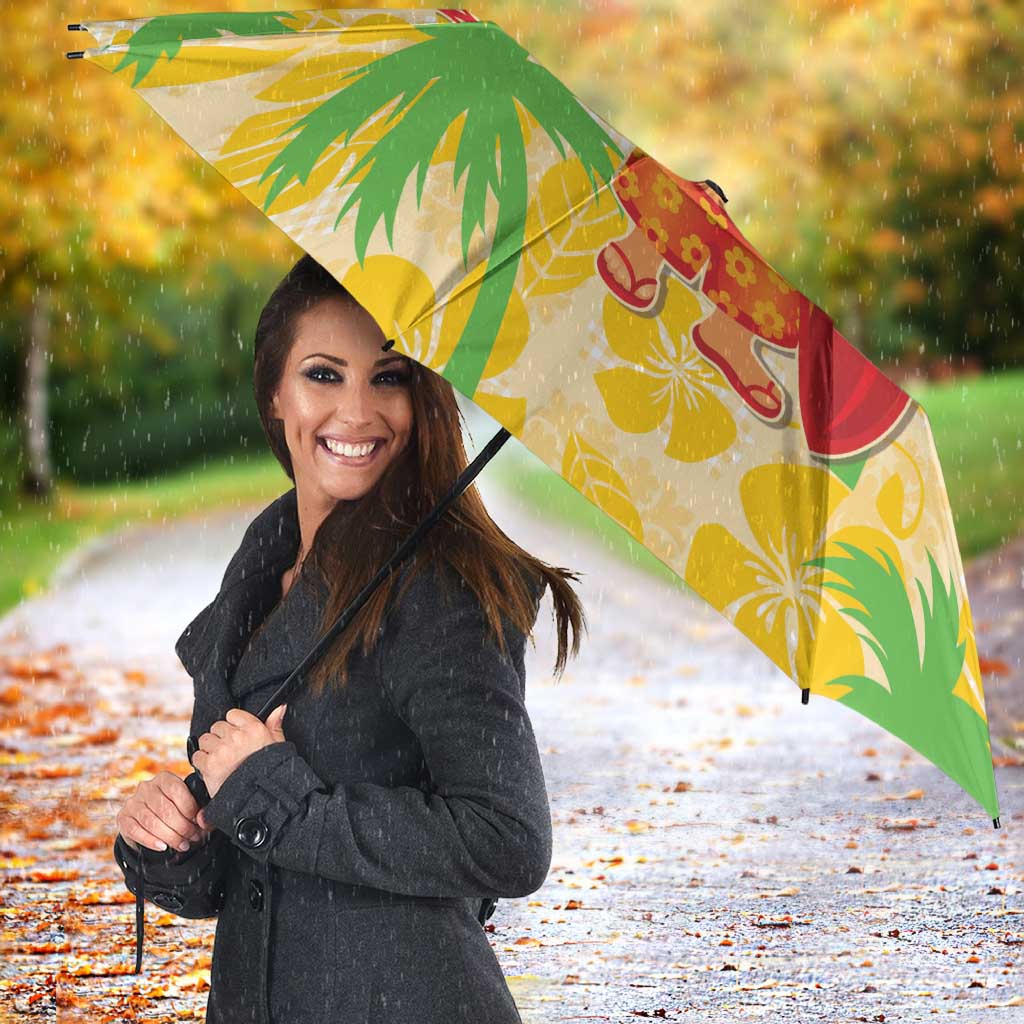 Aloha Hawaii Christmas Umbrella Mele Kalikimaka Funny Santa Palaka Quilt Motifs - Polynesian Pride