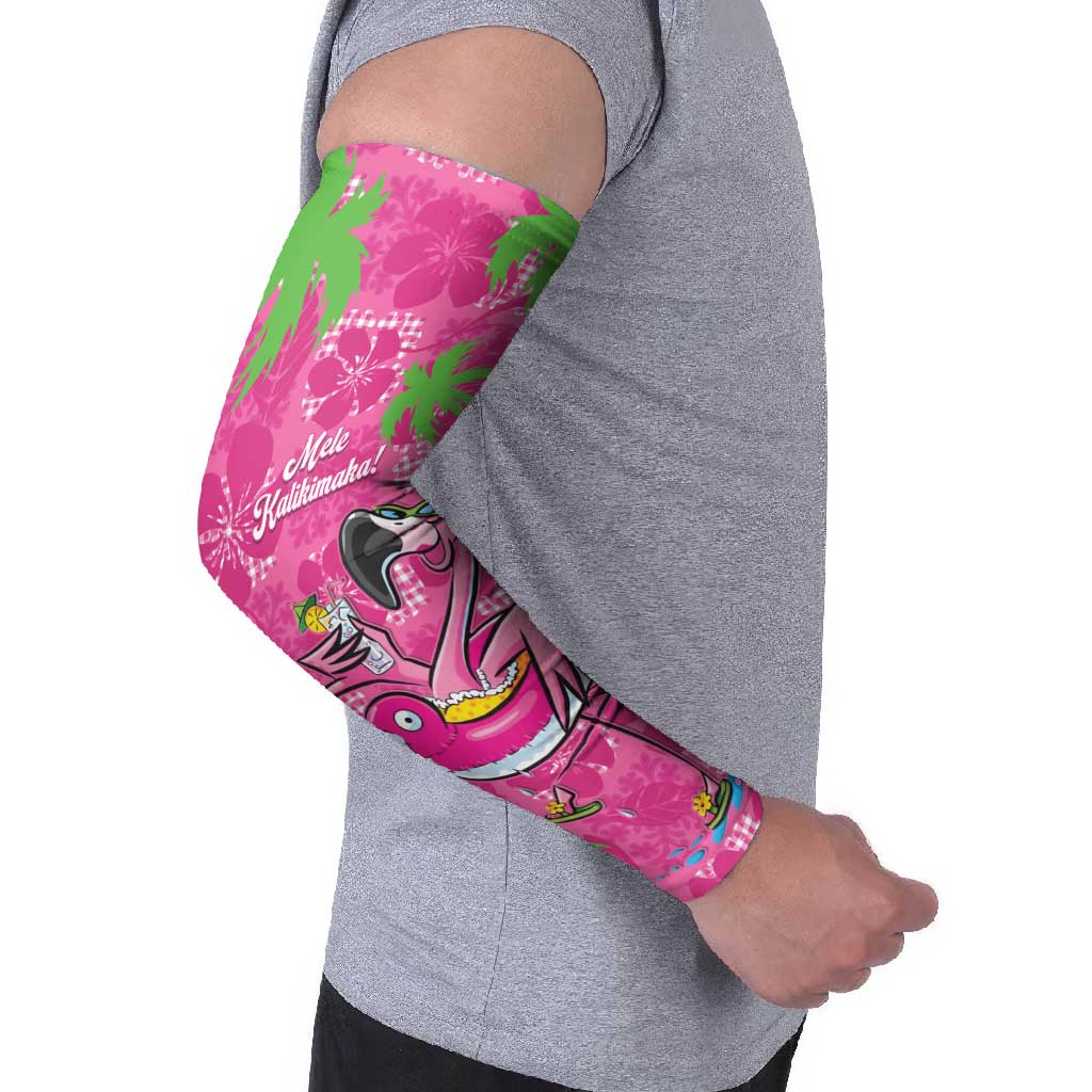 Aloha Hawaii Christmas Arm Sleeves Mele Kalikimaka Chill Flamingo Palaka Quilt Motifs - Polynesian Pride