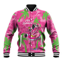 Aloha Hawaii Christmas Baseball Jacket Mele Kalikimaka Chill Flamingo Palaka Quilt Motifs - Polynesian Pride