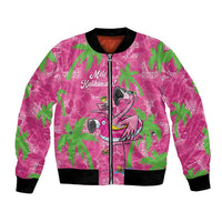 Aloha Hawaii Christmas Bomber Jacket Mele Kalikimaka Chill Flamingo Palaka Quilt Motifs LT14 Unisex Pink - Polynesian Pride