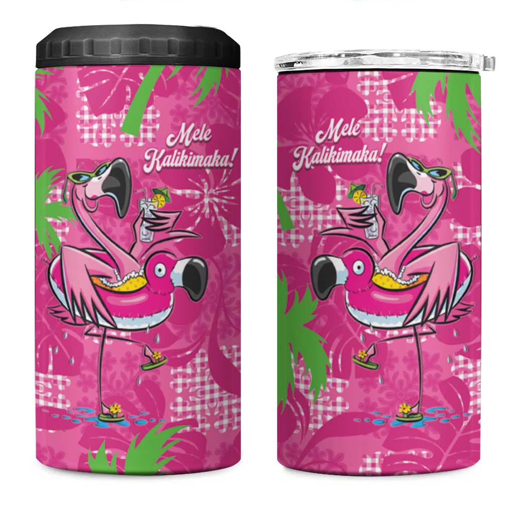 Aloha Hawaii Christmas 4 in 1 Can Cooler Tumbler Mele Kalikimaka Chill Flamingo Palaka Quilt Motifs - Polynesian Pride