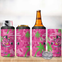 Aloha Hawaii Christmas 4 in 1 Can Cooler Tumbler Mele Kalikimaka Chill Flamingo Palaka Quilt Motifs - Polynesian Pride