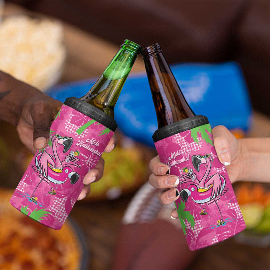Aloha Hawaii Christmas 4 in 1 Can Cooler Tumbler Mele Kalikimaka Chill Flamingo Palaka Quilt Motifs - Polynesian Pride