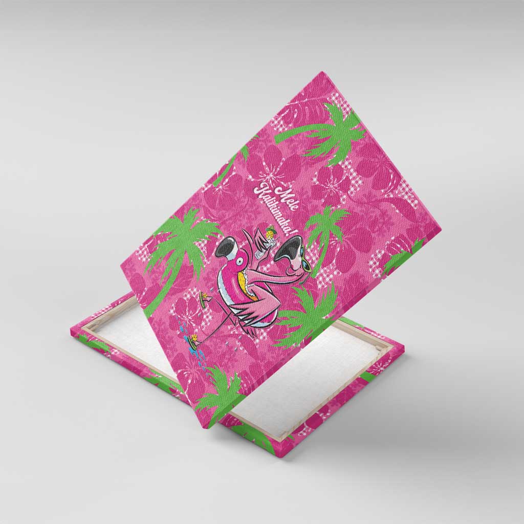 Aloha Hawaii Christmas Canvas Wall Art Mele Kalikimaka Chill Flamingo Palaka Quilt Motifs - Polynesian Pride
