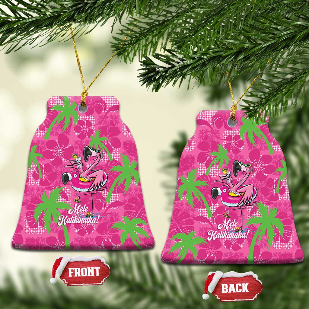 Aloha Hawaii Christmas Ceramic Ornament Mele Kalikimaka Chill Flamingo Palaka Quilt Motifs - Polynesian Pride