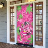 Aloha Hawaii Christmas Door Cover Mele Kalikimaka Chill Flamingo Palaka Quilt Motifs - Polynesian Pride