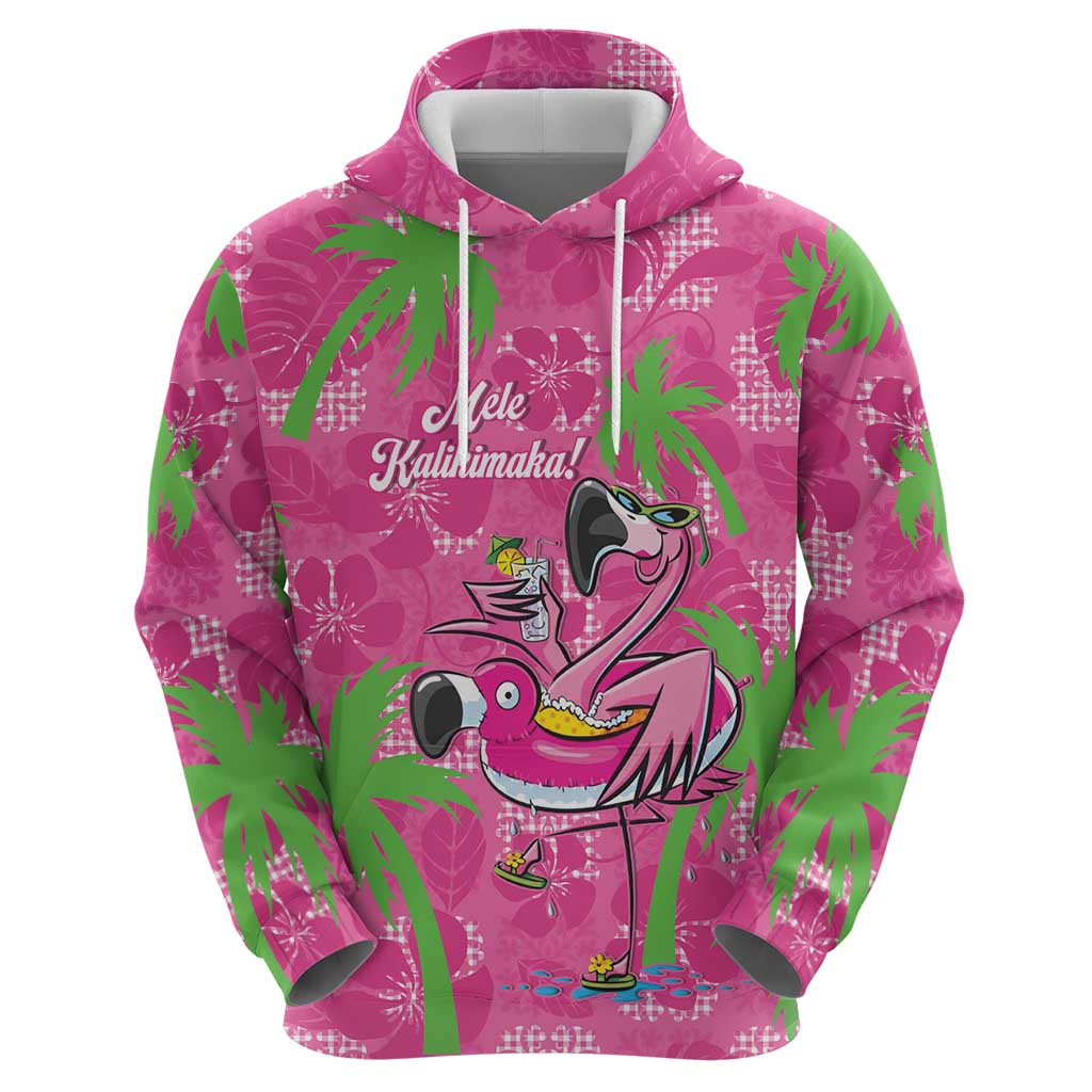 Aloha Hawaii Christmas Hoodie Mele Kalikimaka Chill Flamingo Palaka Quilt Motifs - Polynesian Pride