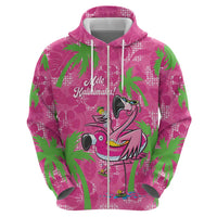 Aloha Hawaii Christmas Hoodie Mele Kalikimaka Chill Flamingo Palaka Quilt Motifs - Polynesian Pride