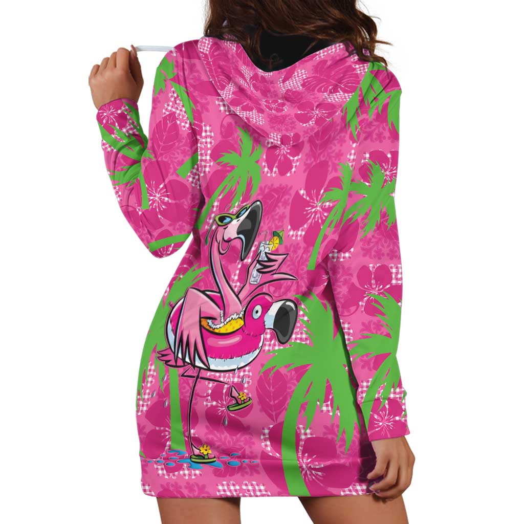 Aloha Hawaii Christmas Hoodie Dress Mele Kalikimaka Chill Flamingo Palaka Quilt Motifs - Polynesian Pride
