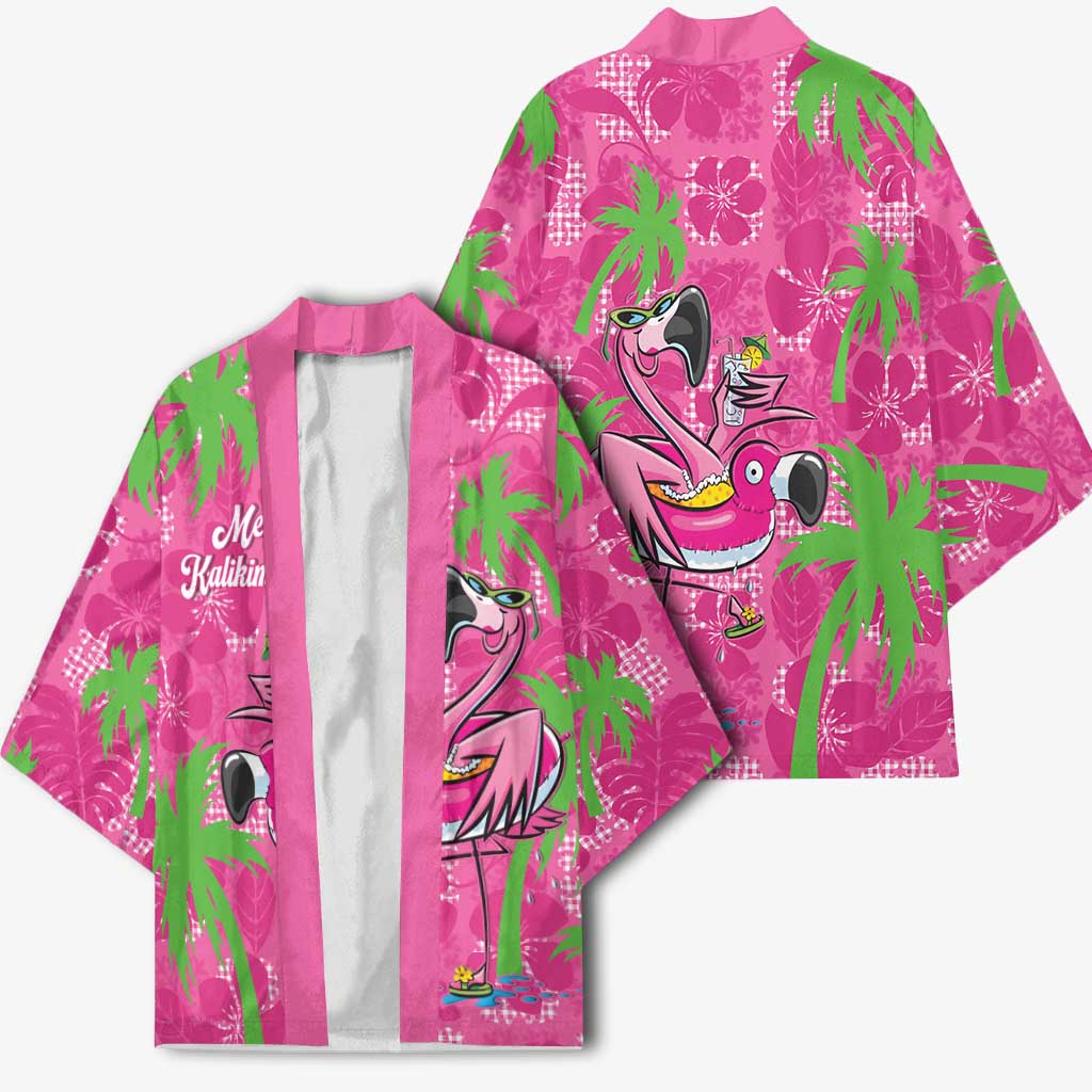 Aloha Hawaii Christmas Kimono Mele Kalikimaka Chill Flamingo Palaka Quilt Motifs - Polynesian Pride